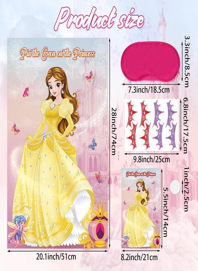 Abilat Pin The Crown on The Princess Party Games for Girls Kids Birthday Decorations Princesses Tea Party Supplies Large Princess Game Poster with 40 Crown Stickers - Image 2